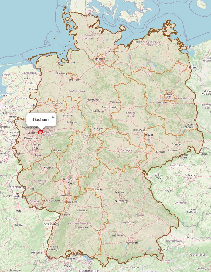 Lage von Bochum in Deutschland