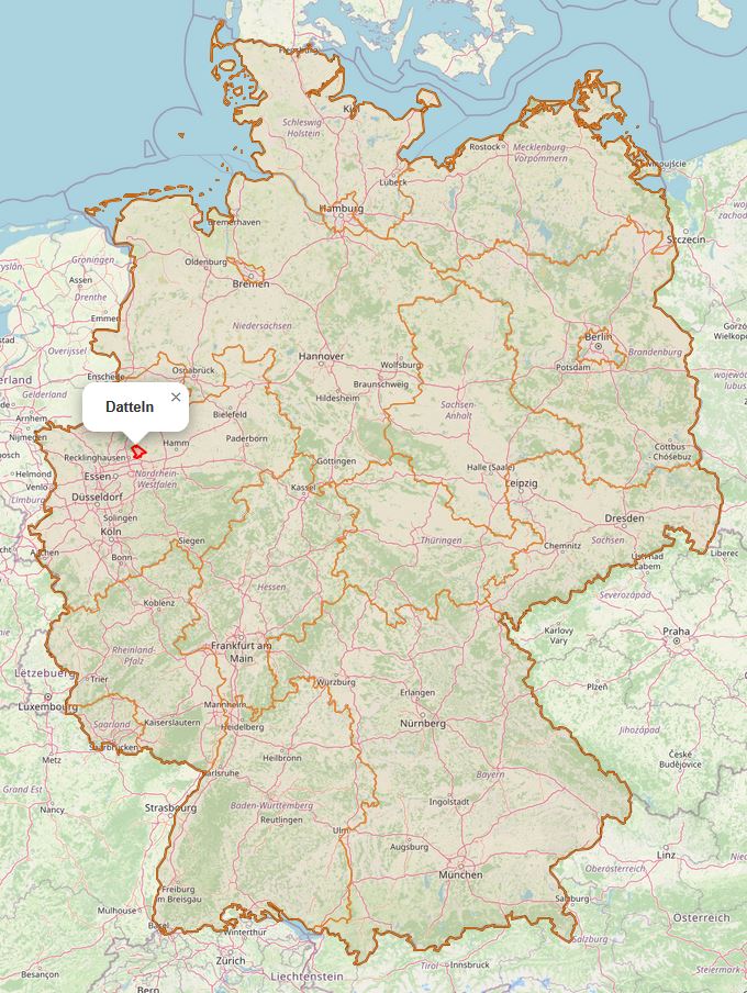 Lage von Datteln in Deutschland