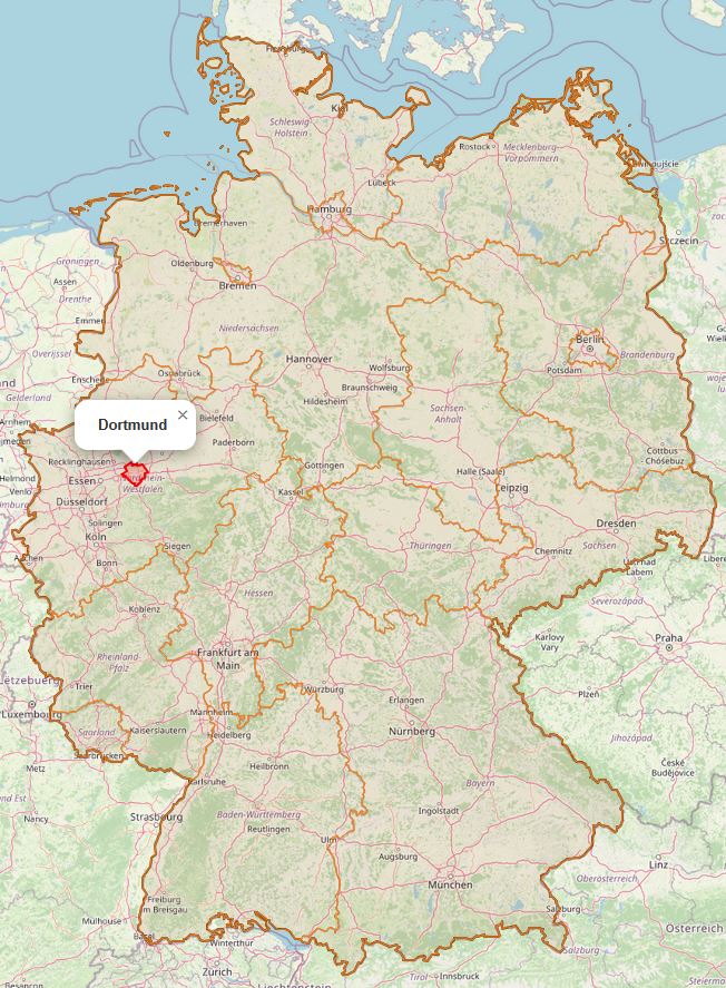 Lage von Dortmund in Deutschland