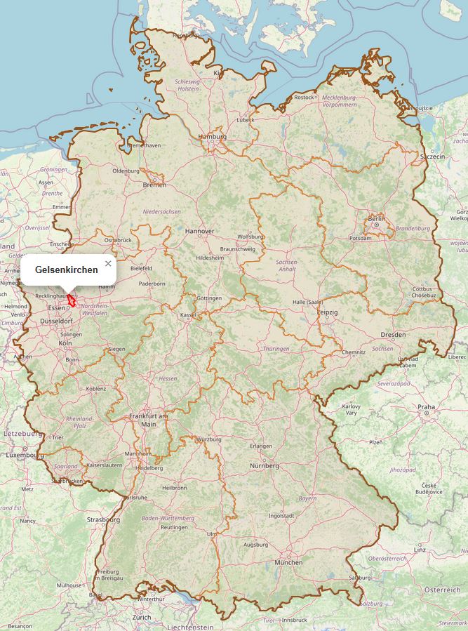 Lage von Gelsenkirchen in Deutschland