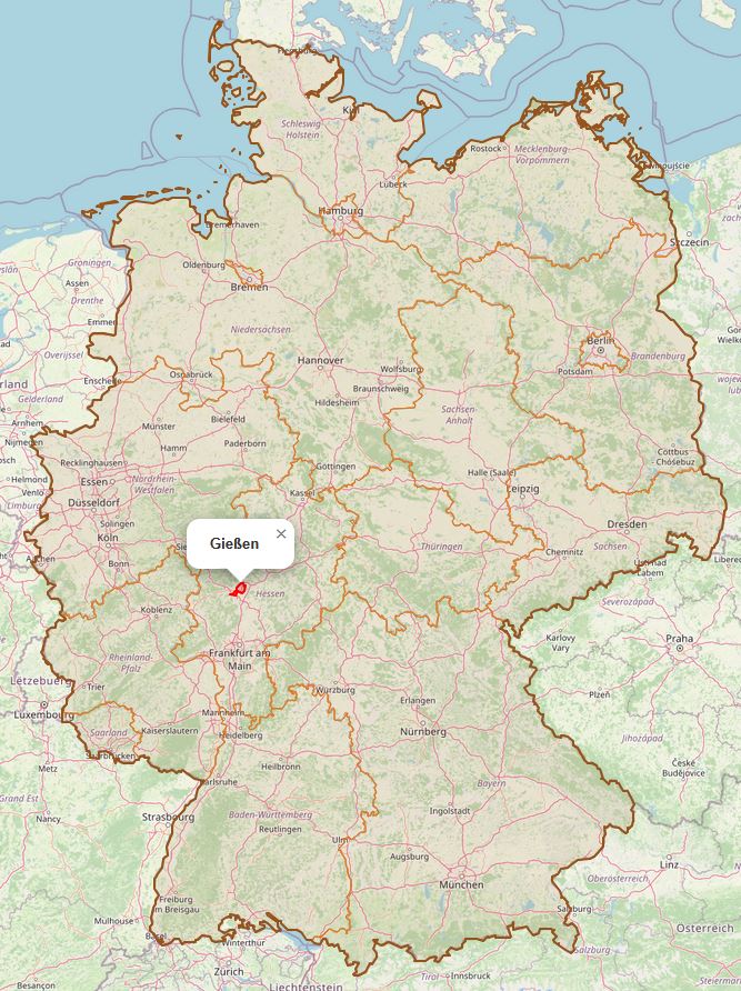 Lage von Gießen in Deutschland