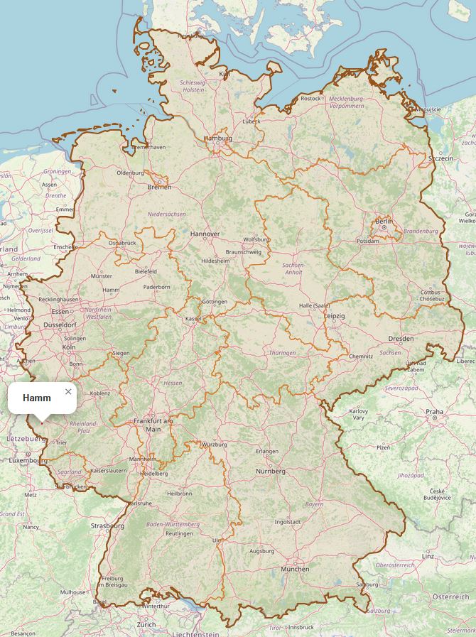 Lage von Hamm in Deutschland