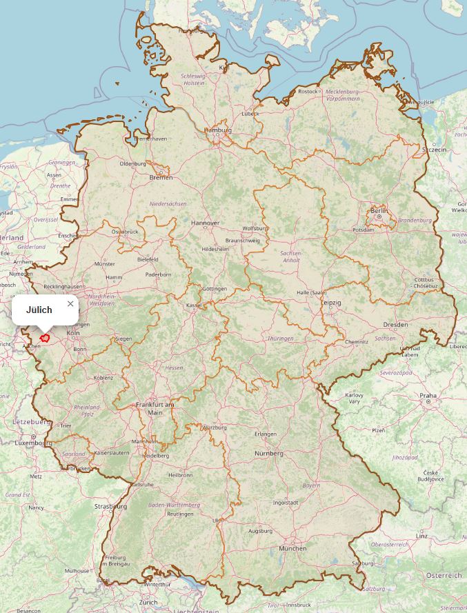 Lage von Jülich in Deutschland