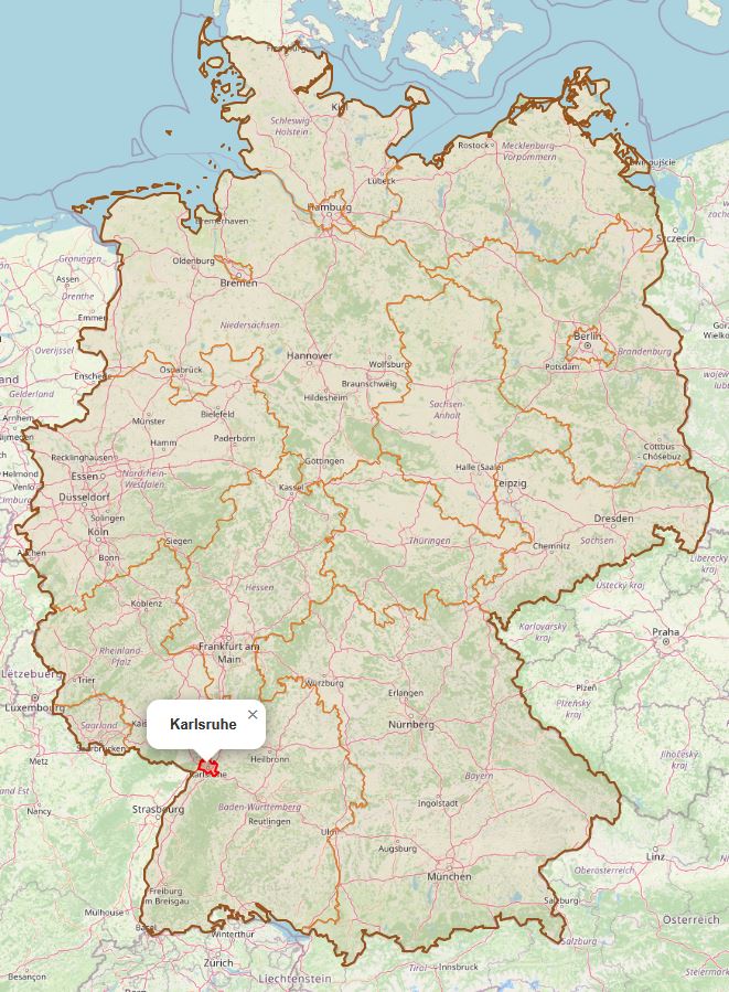 Lage von Karlsruhe in Deutschland