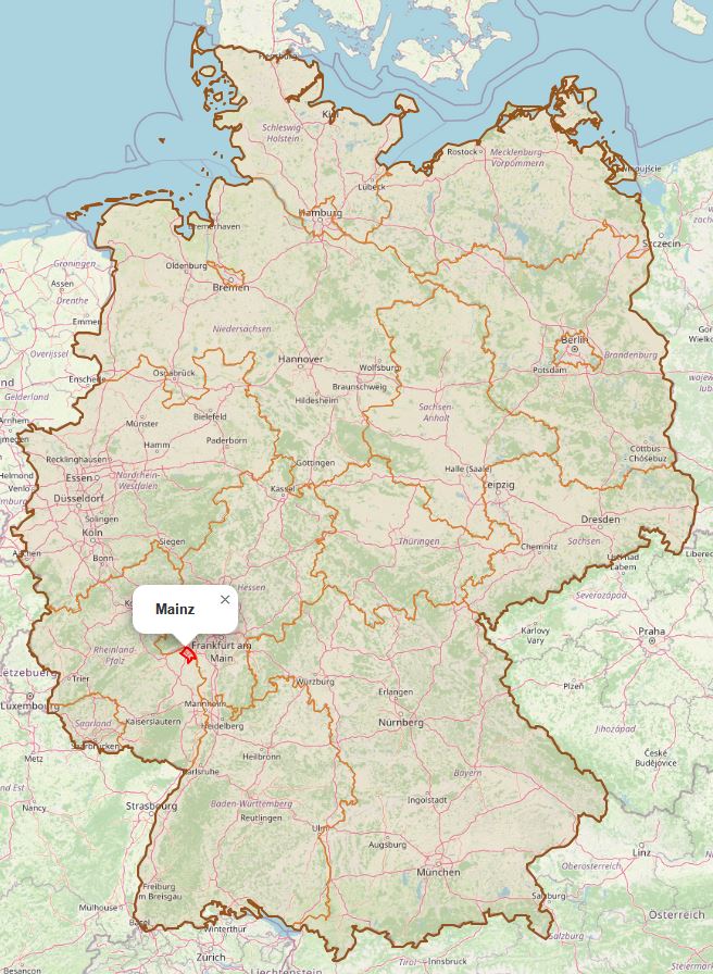 Lage von Mainz in Deutschland