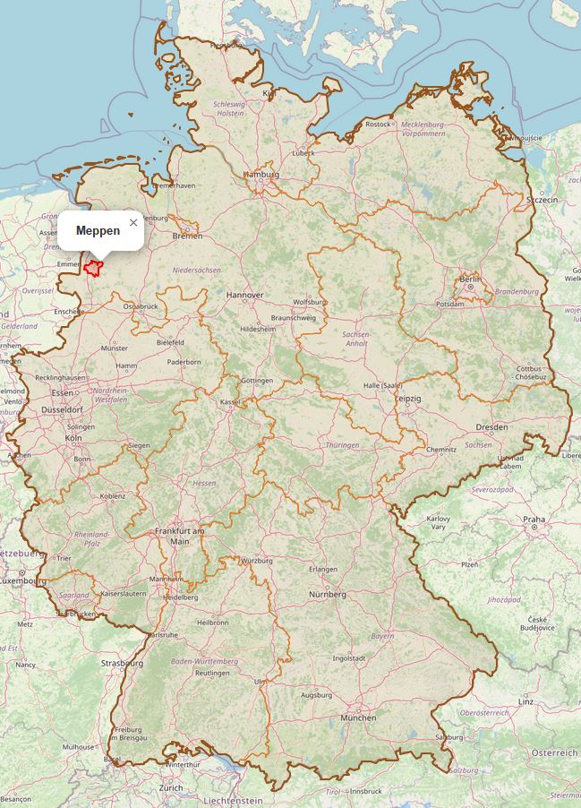 Lage von Meppen in Deutschland