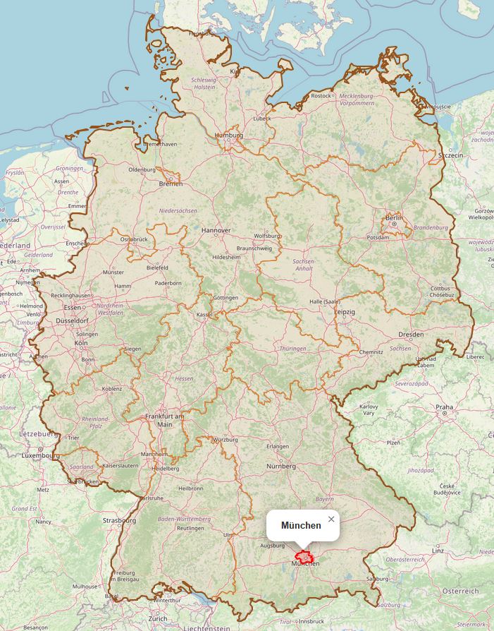 Lage von München in Deutschland