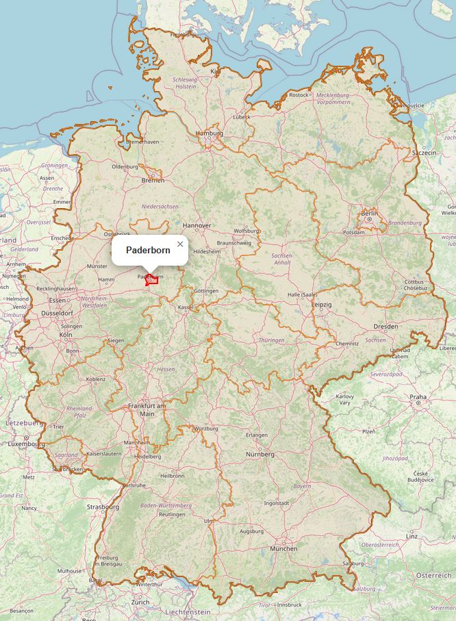 Lage von Paderborn in Deutschland