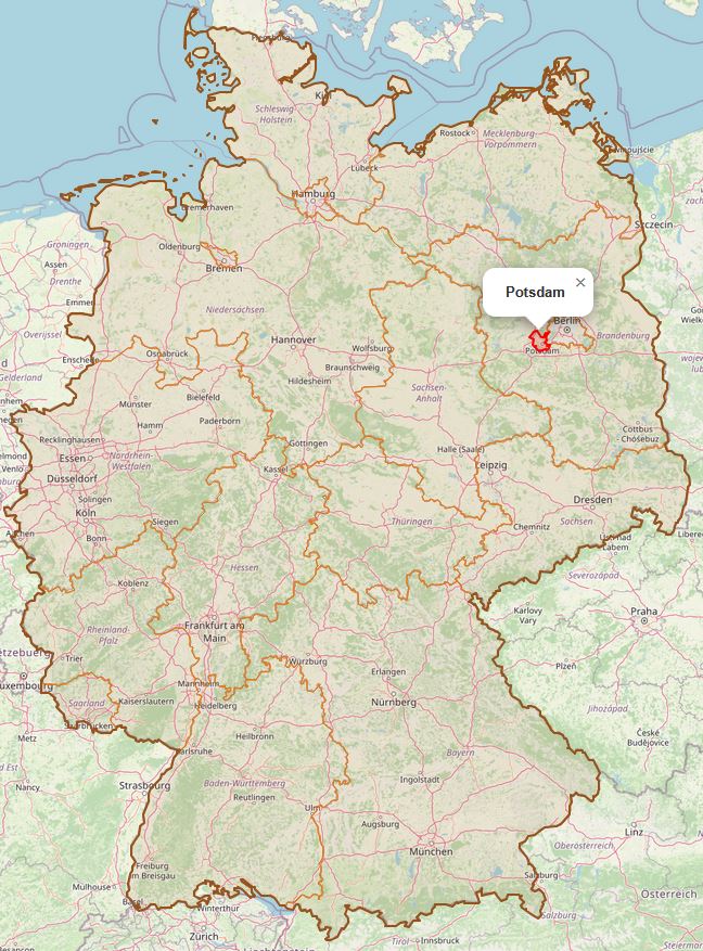 Lage von Potsdam in Deutschland