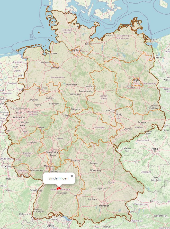 Lage von Sindelfingen in Deutschland