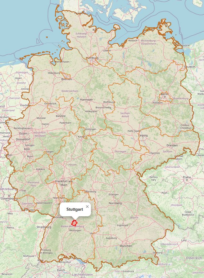 Lage von Stuttgart in Deutschland
